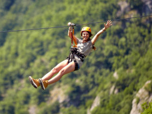 Woman ziplining in Arizona.