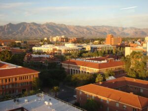 Aerial view of Student Union, Old Main, and Forbes building at University of Arizona for article Universities & Colleges in Greater Tucson